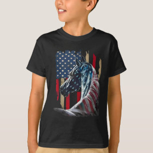 T-shirt Cheval Patriotique Usa Drapeau Vintage Cheval 4 ju