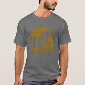 T-shirt Cheval Père et fils en train de courir drôle