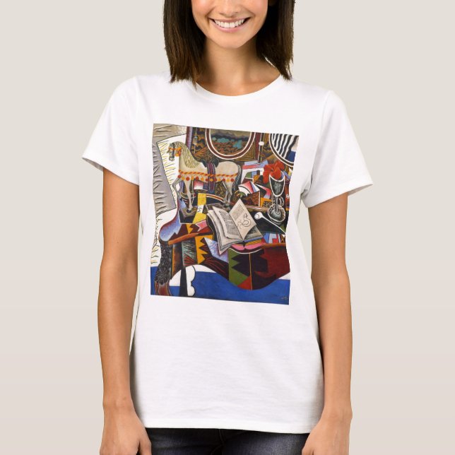 T-shirt Cheval Pipe Fleur rouge par Joan Miro (Devant)