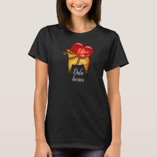 T-shirt Cheval populaire Dala, coeur rouge/noir/jaune/blan