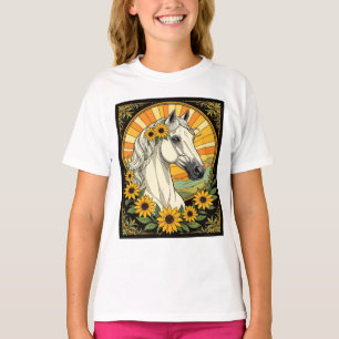 T-shirt Cheval Purebred Et Fleurs Susan À Oeil Noir