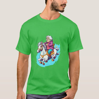 T-shirt Cheval Rider Grand-mère Horseback équitation famil