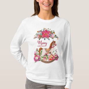 T-shirt Cheval rocheux victorien et Poinsettia Noël