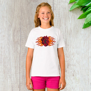 T-shirt Cheval rouge fière avec flammes