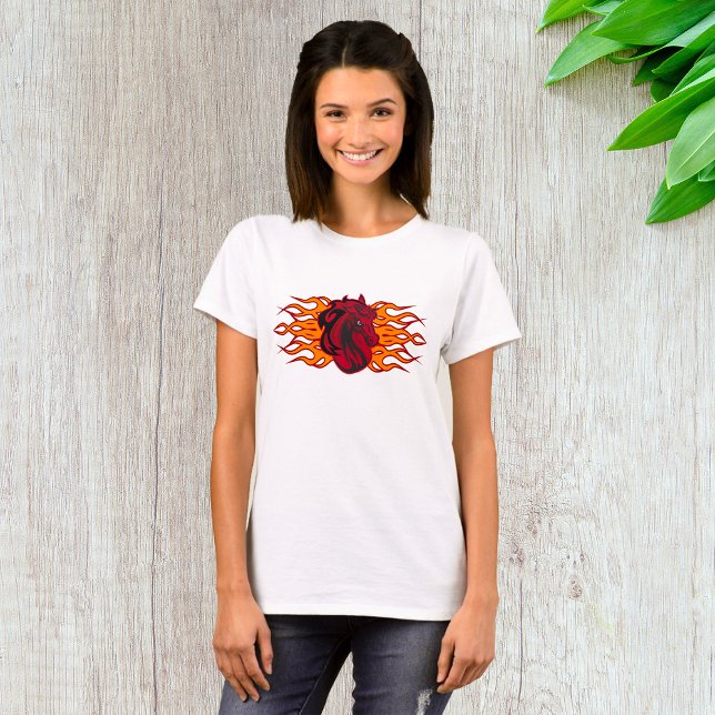 T-shirt Cheval rouge fière avec flammes (Créateur téléchargé)