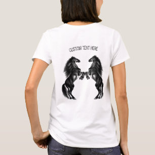 T-shirt Cheval sauvage noir droit avec texte perso