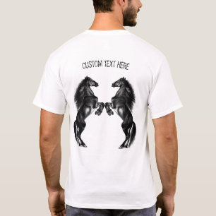 T-shirt Cheval sauvage noir droit avec texte perso