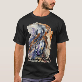 T-shirt Cheval sauvage, peinture aquarelle Imprimer