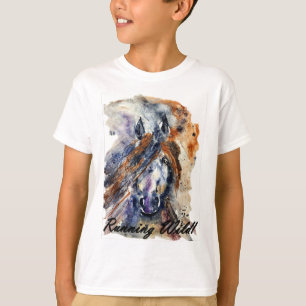 T-shirt Cheval sauvage, peinture aquarelle Imprimer