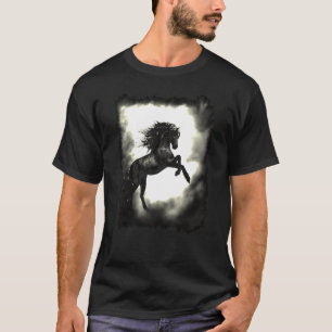 T-shirt Cheval S'Élevant Avec Le Mane