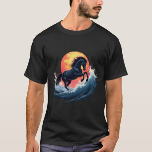 T-shirt Cheval Stormy au coucher du soleil - Art Abstrait