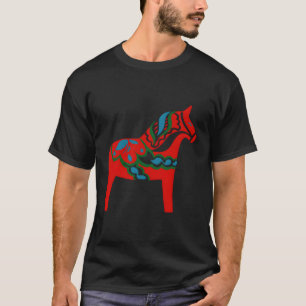 T-shirt Cheval suédois Dala Suède Cheval dalécarlien rouge