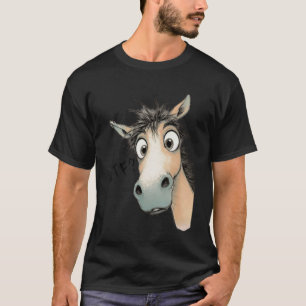 T-shirt Cheval surpris drôle à la crinière désordonnée Équ