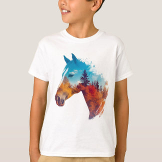 T-shirt Cheval surréaliste en Forêt d'automne