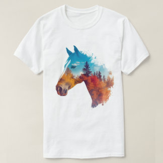 T-shirt Cheval surréaliste en Forêt d'automne