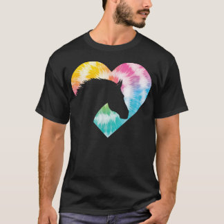 T-shirt Cheval Tie Dye en forme de cœur - Amateur d'animau