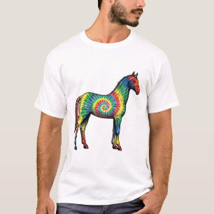 T-shirt Cheval Tie Dye Gravure Vintage Art Vectoriel
