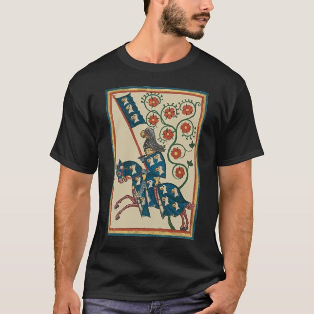 T-shirt Chevalier Avec Aigle Heraldry, Médiéval Du 14ème S (Devant)