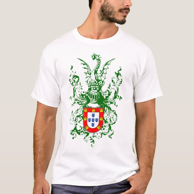 T-shirt Chevalier, dragon et manteau des bras portugais (Devant)