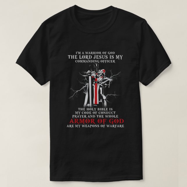 T-shirt Chevalier Templier Chrétien Guerrier De Dieu Bible (Design devant)