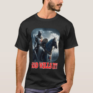 T-shirt Chevalier Templier Dieu le Veut sur Casque Plat de