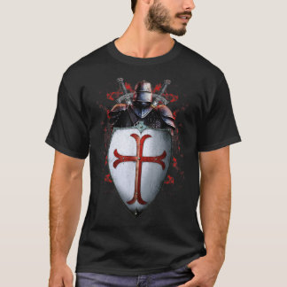 T-shirt Chevalier Templier Drapeau Casque Croix épée