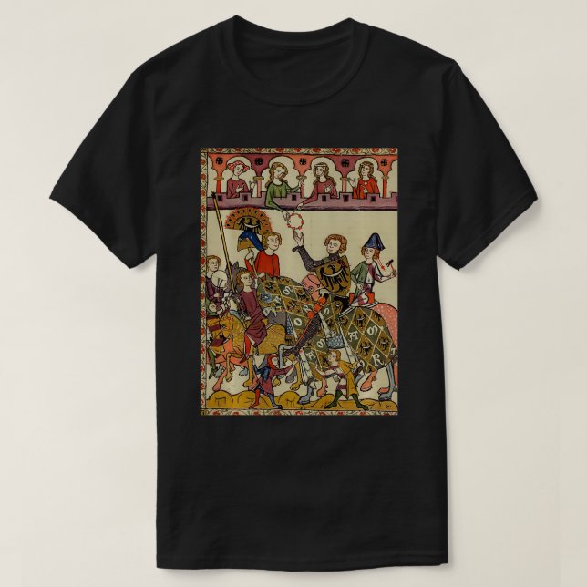 T-shirt Chevalier victorieux, Art médiéval du XIVe siècle  (Design devant)
