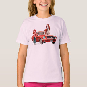 T-shirt Chevalière avec Mustang Car Horse