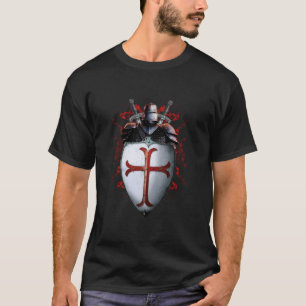 T-shirt Chevaliers Templier Drapeau Casque Croix Épée Cade