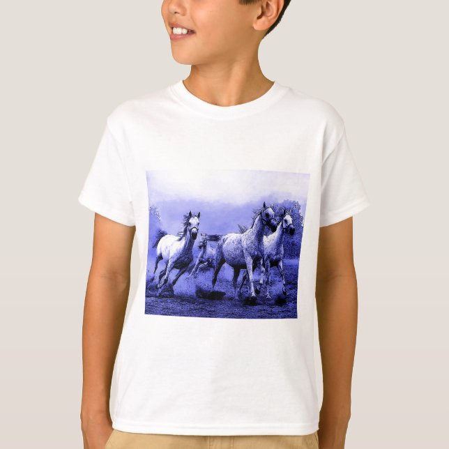 T-shirt Chevaux de course et Lune Bleue (Devant)
