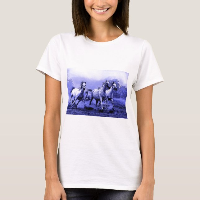 T-shirt Chevaux de course et Lune Bleue (Devant)
