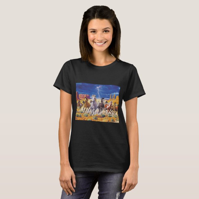 T-shirt Chevaux sauvages en course (Devant entier)