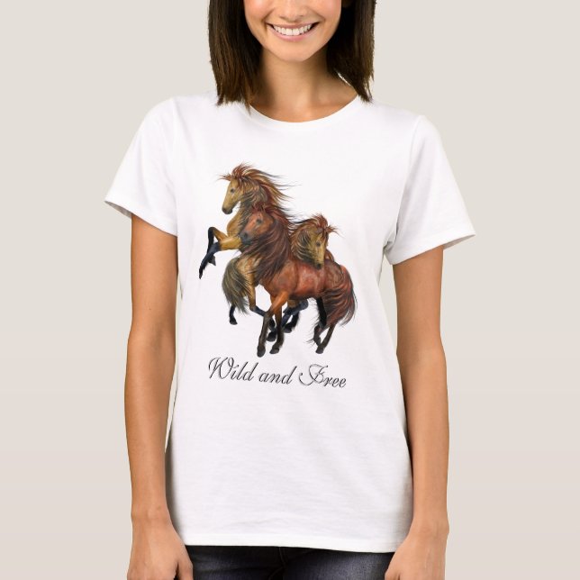 T-shirt Chevaux sauvages et libres (Devant)