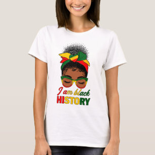 T-shirt Cheveux Bun Méssy Je Suis Histoire Noire Afro-Amér
