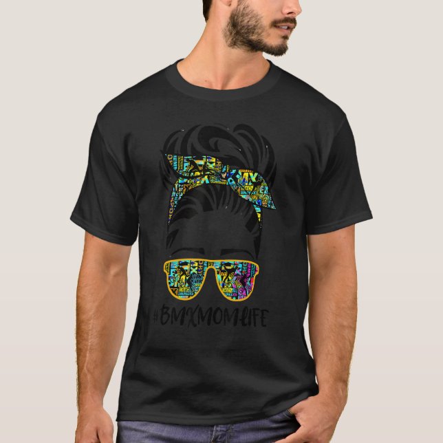 T-shirt Cheveux Messy Bandana Lunettes de soleil Bmx Maman (Devant)
