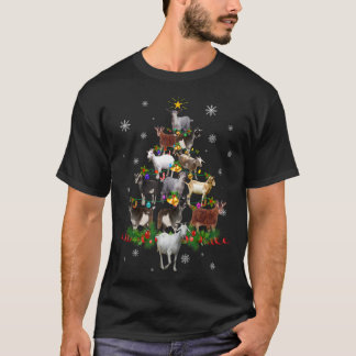 T-shirt Chèvre Arbre de Noël Neige Drôle Chèvre Jeu de Noë