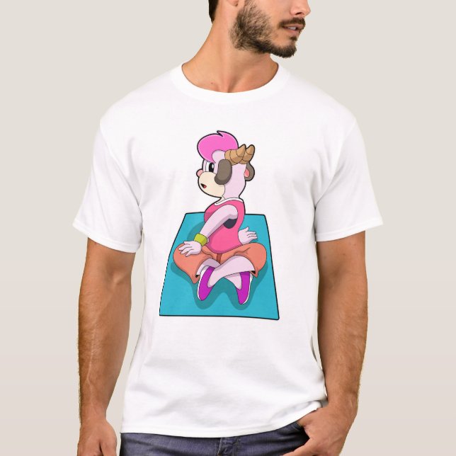 T-shirt Chèvre au Yoga sur tapis de Yoga (Devant)