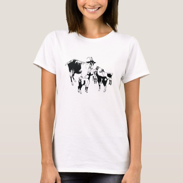 T-shirt Chèvre - Chèvre et ses enfants (Devant)