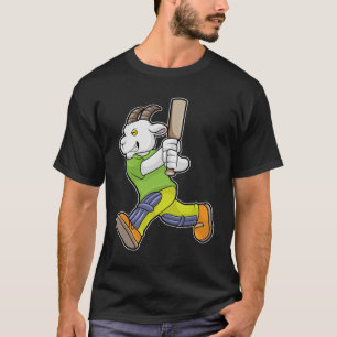 T-shirt Chèvre comme Batsman avec chauve-souris de cricket