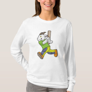 T-shirt Chèvre comme Batsman avec chauve-souris de cricket