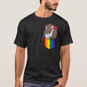T-shirt Chèvre de poche arc-en-ciel Lgbt Q mignon Gay prid