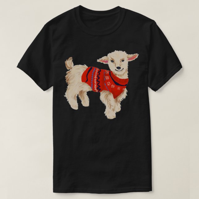 T-shirt Chèvre d'hiver mignonne en sueur  (Design devant)