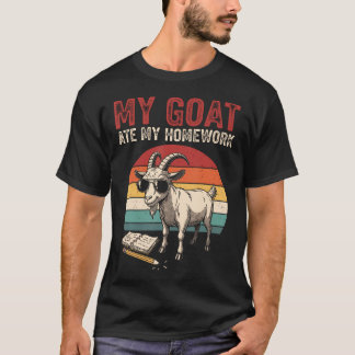 T-shirt Chèvre Drôle a Mangé Mon Devoir Vintage Animal de