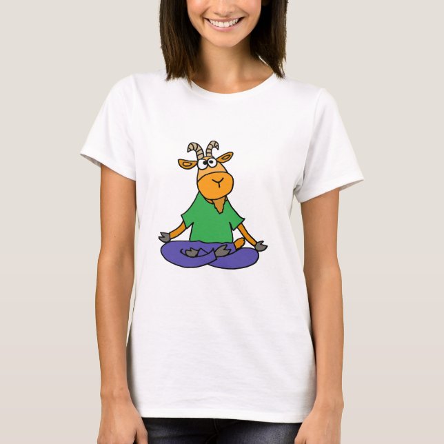 T-shirt Chèvre drôle faisant le yoga de position de Lotus (Devant)