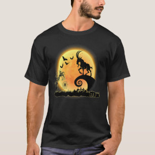 T-shirt Chèvre Et Lune Scary Drôle Costume Halloween