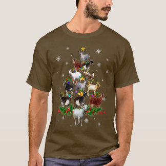 T-shirt Chèvre Noël Arbre Neige Drôle Chèvre Noël Cadeau
