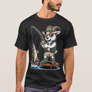 T-shirt Chèvre Pêcheur Cool Attrapant une Gros Bar