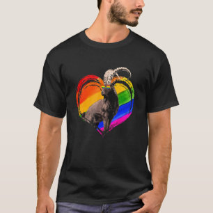 T-shirt Chèvre Rainbow Heart Animal Gay Lesbian Pride Lgbt