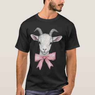 T-shirt Chèvre Rose Coquette Nœud Ruban Délicat Mignon Fer