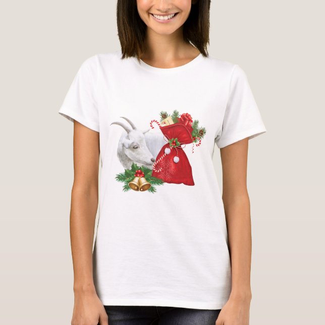 T-shirt Chèvre Saanen Avec Esprit De Vacances (Devant)